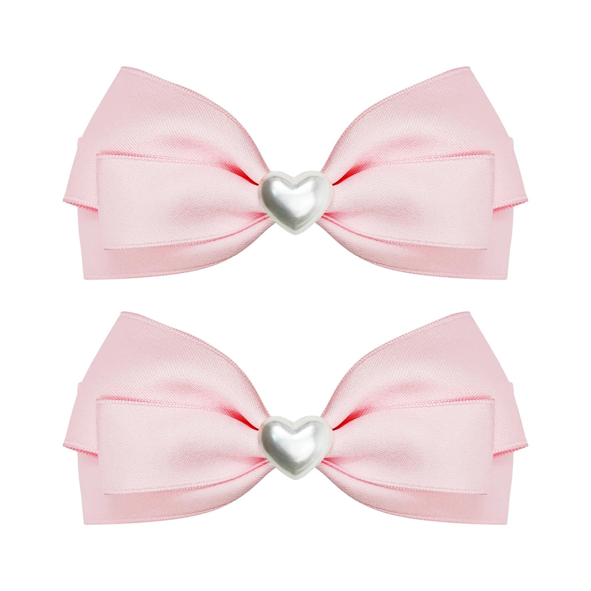 LMYMHMLM pink hair bow front view with fabric-wrapped clip for secure wear