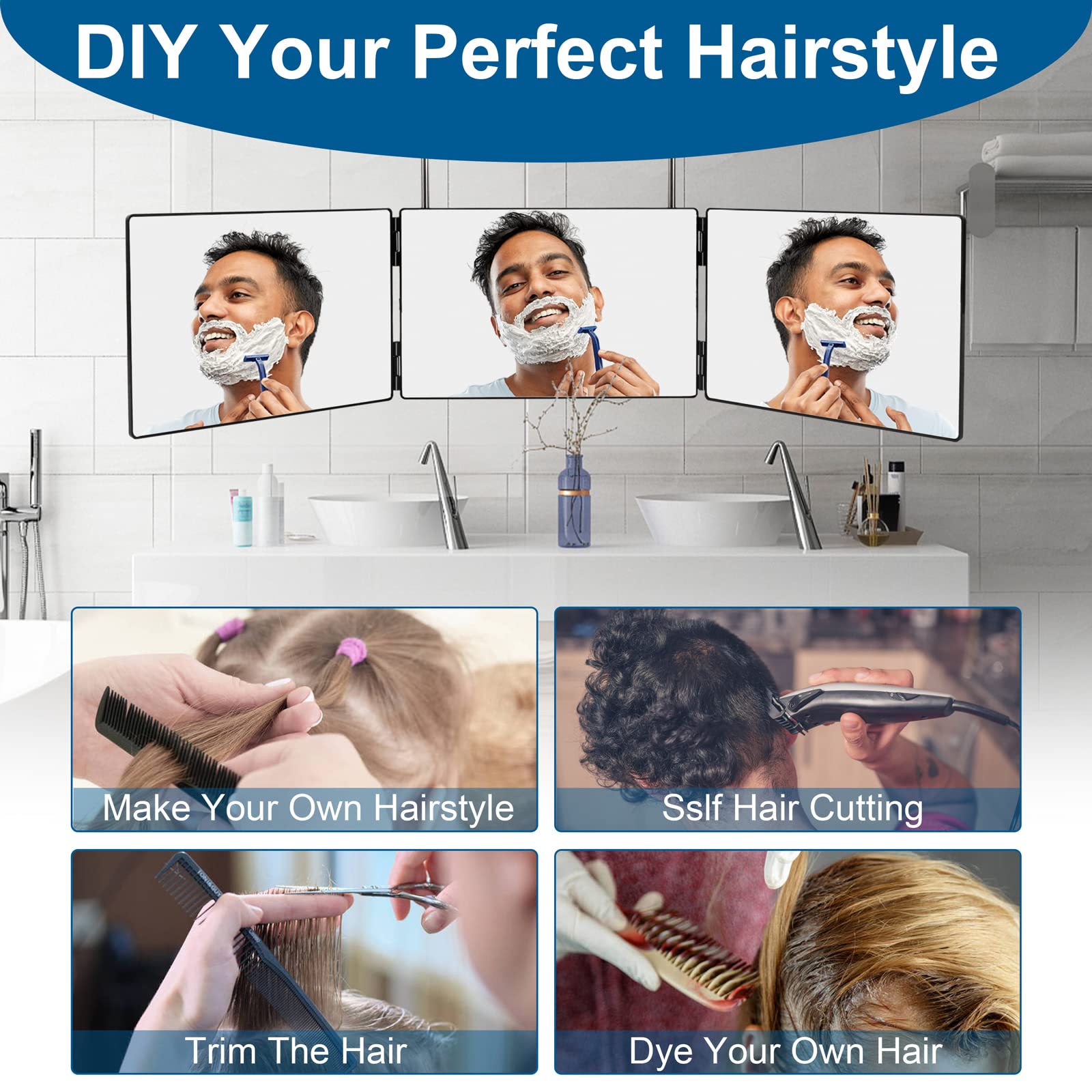 LMZNXCZ 3-Way Mirror 360 view enables full grooming inspection.