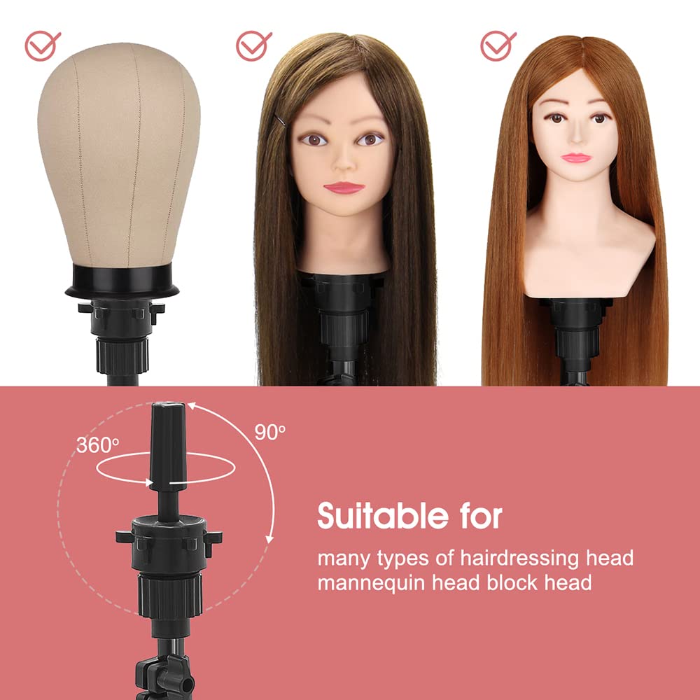 LNASI sturdy tripod base keeps wigs stable during trims and curls