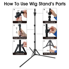 LNASI 360° rotation wig head stand enables versatile styling angles