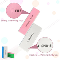 LNAUJS pink buffing blocks for smoothing acrylic nails.