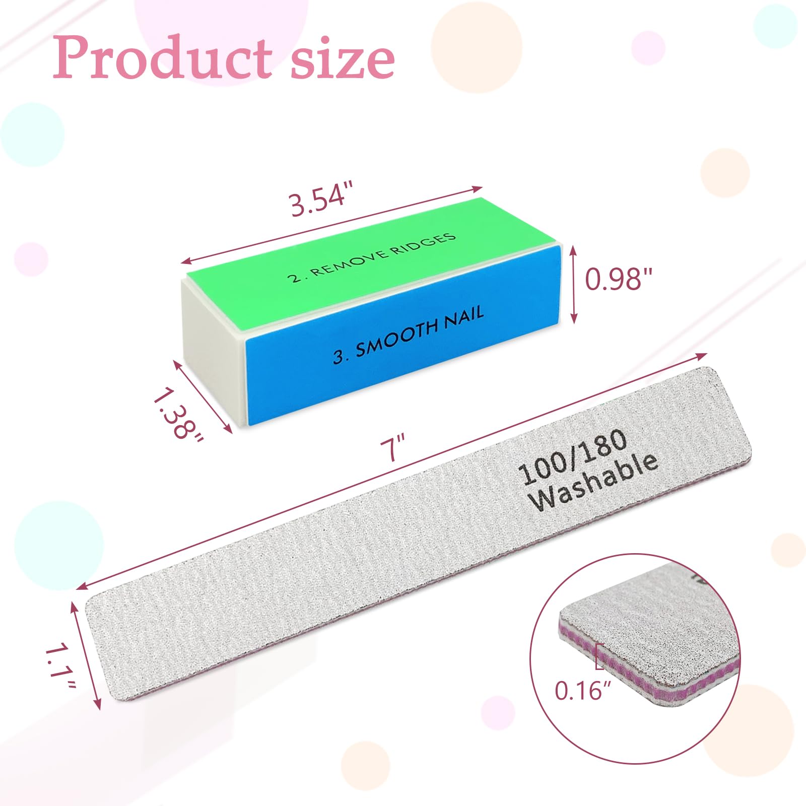 LNAUJS pink ergonomic-grip nail files for comfortable, precise filing.