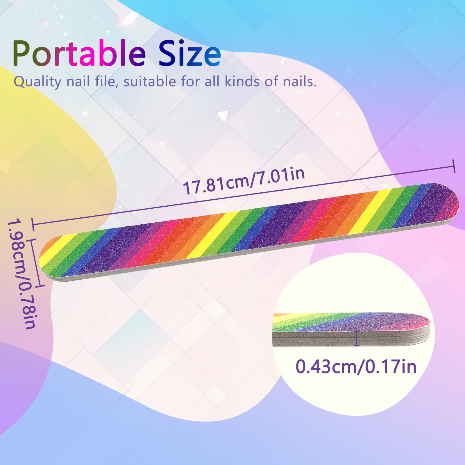 LNAUJS nail files close-up shows rounded top design for gentle filing and snag-free edges.