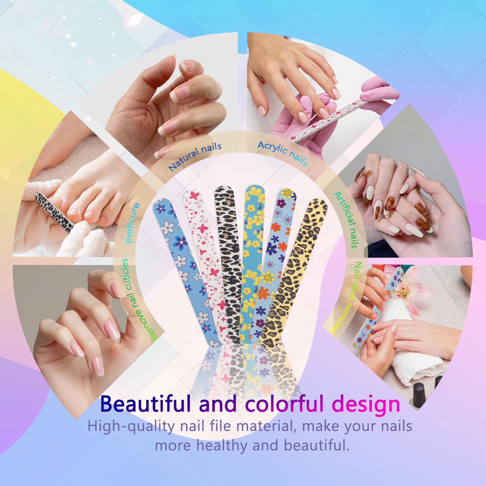 LNAUJS colorful nail files ideal for home nail art and quick touch-ups.