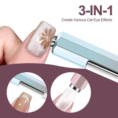 Lobodt cat eye magnet heads show three-in-one effects for French, floral, or dark-hole styles.