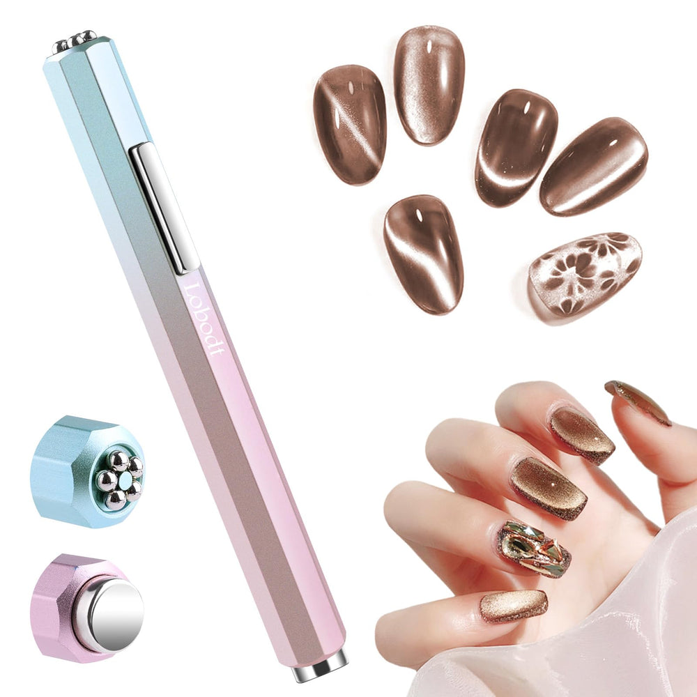 Lobodt cat eye magnet with octagonal handle enables precise nail art control.