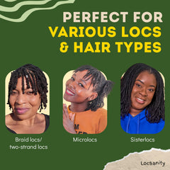 Locsanity tool in use for crochet locks; efficient maintenance without gels