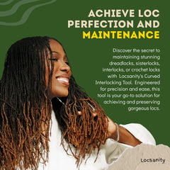 Locsanity curved interlocking tool for dreadlocks; precise, pain-free styling