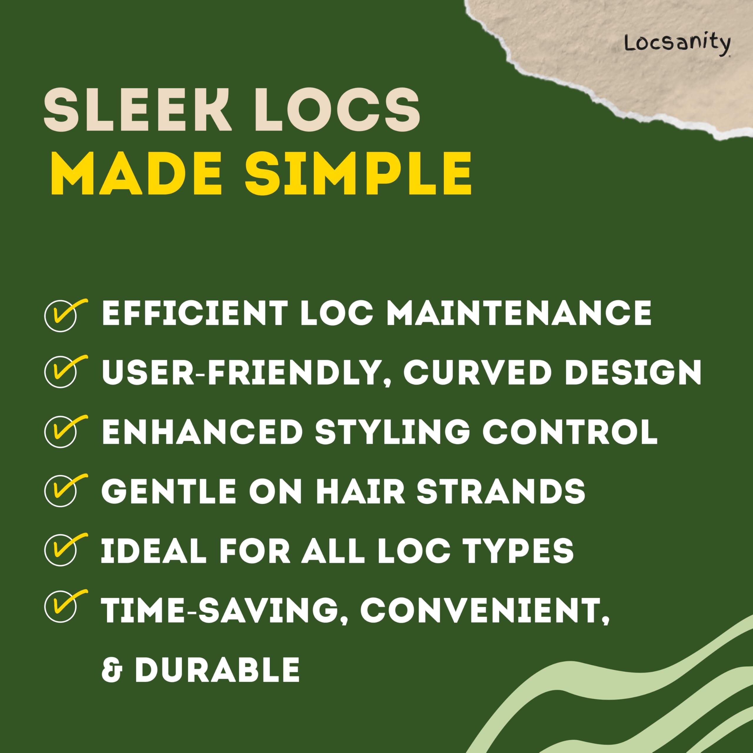 Locsanity interlocking tool close-up showing adjustable design for various hair types