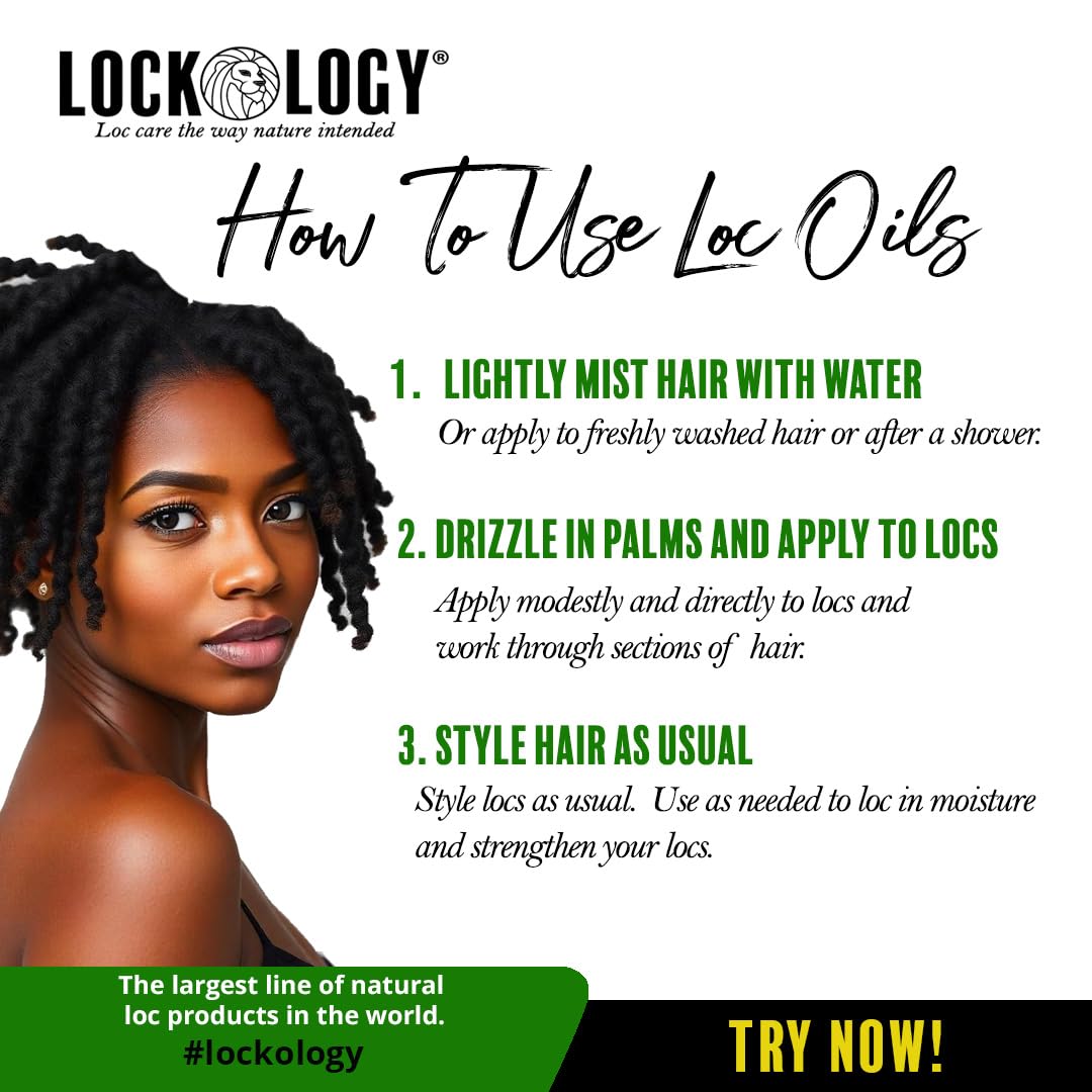 Lockology Loc Moisturizer application demonstrates hydrating coverage for dreadlocks.