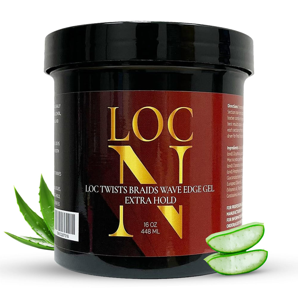 LOCN LOC N EDGE GEL EXTRA HOLD 16 Oz bottle offers firm grip for frizz control.