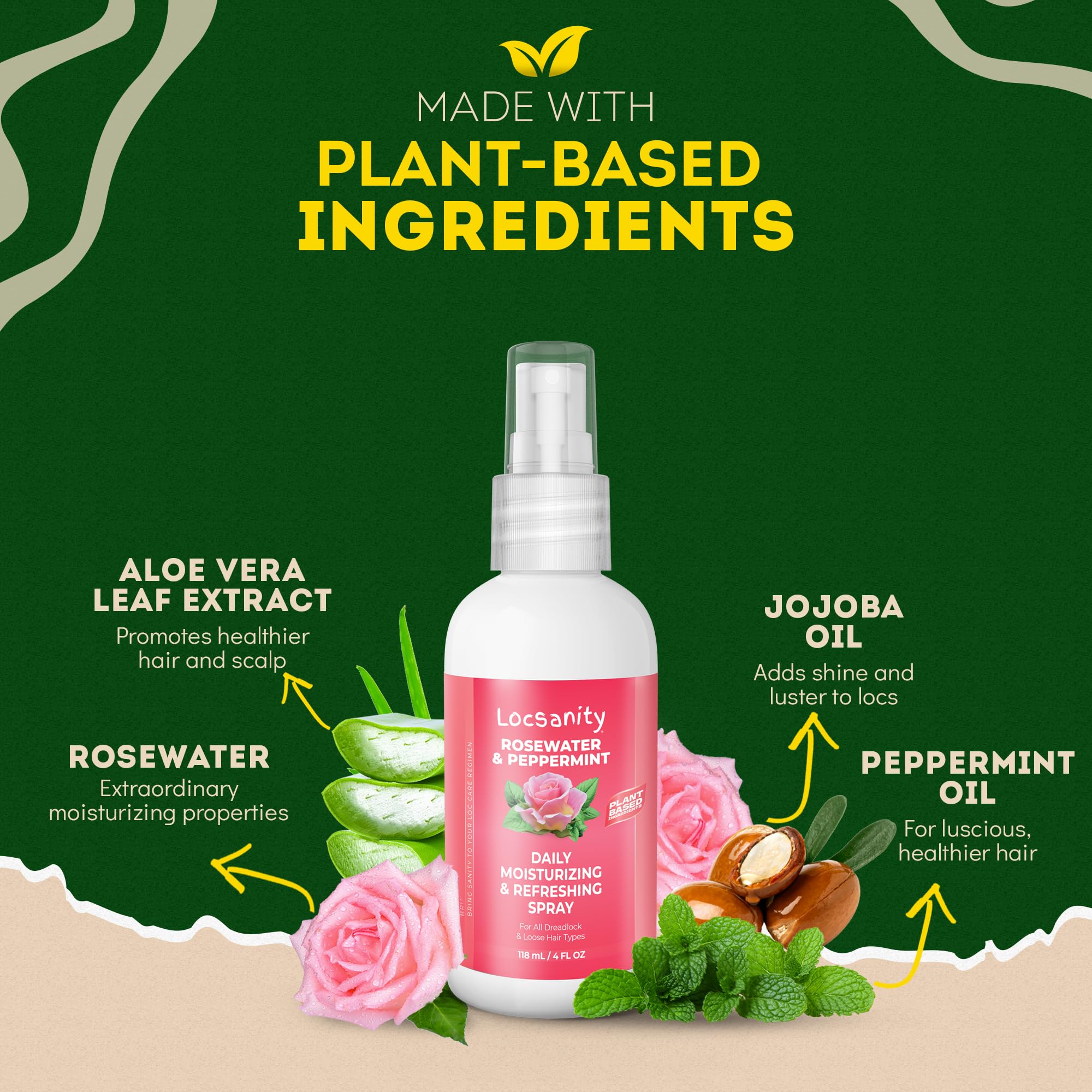 Locsanity anti-build-up protection visual highlights lightweight hydration
