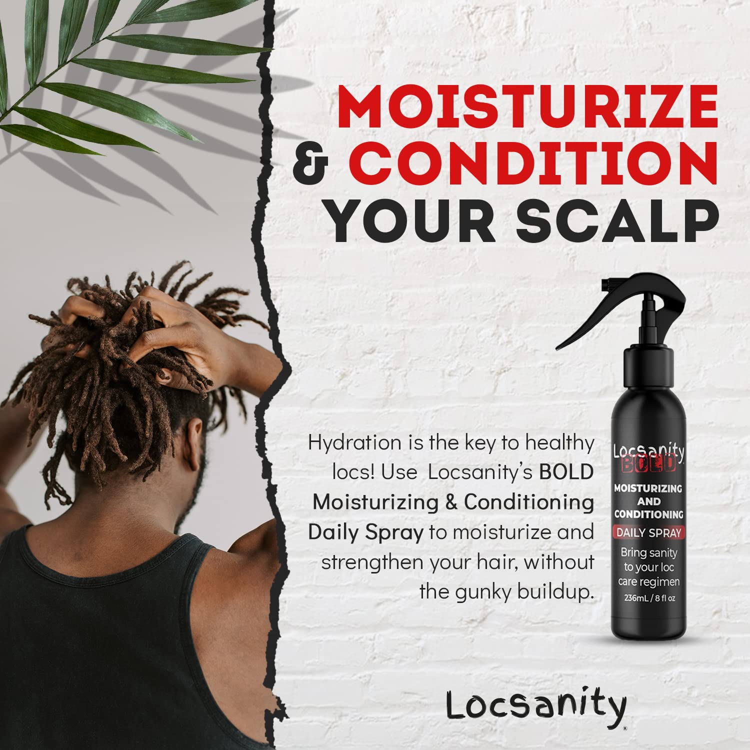 Locsanity BOLD label close-up showing natural care