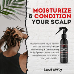 Locsanity BOLD label close-up showing natural care