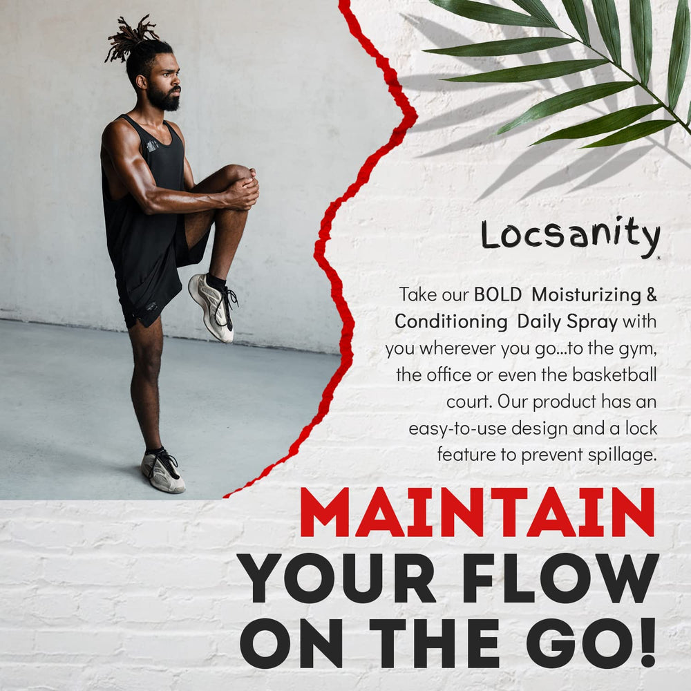 Close-up of scalp hydration with Locsanity BOLD spray