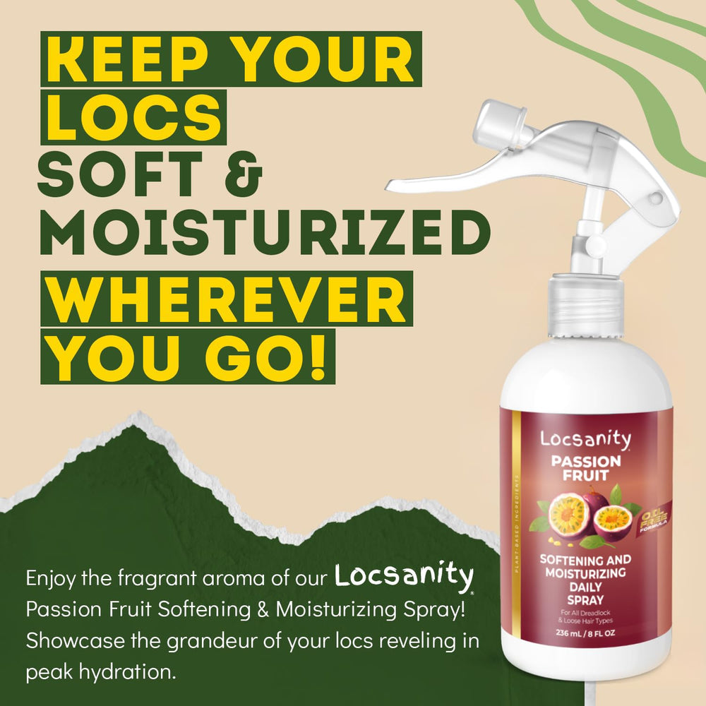 Locsanity daily spray delivers shine and frizz control for locs.