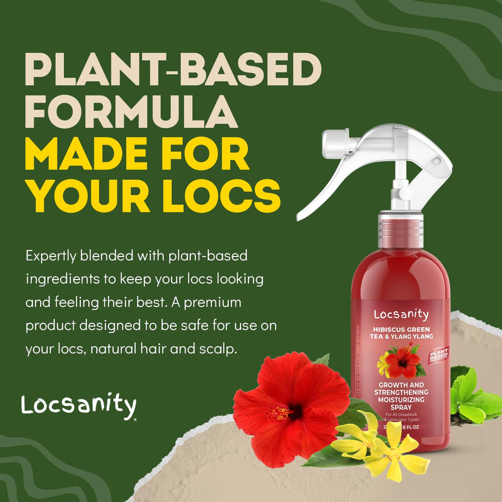 Locsanity Hibiscus Green Tea Spray after-use shine and bouncy locs