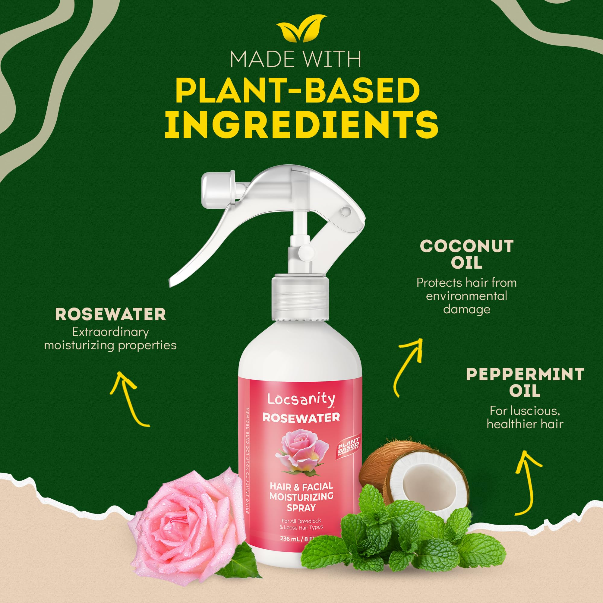 Locsanity Pure Rosewater Spray misting locs for smooth, refreshed hair