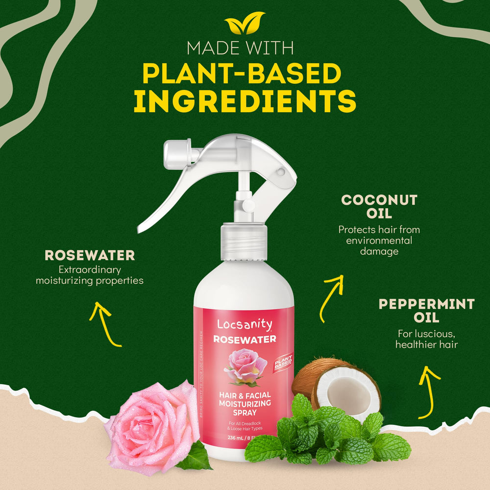 Locsanity Pure Rosewater Spray misting locs for smooth, refreshed hair