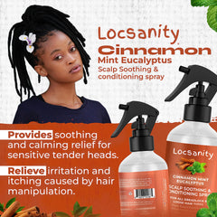 Locsanity refreshing scent of cinnamon mint eucalyptus energizes the scalp during use