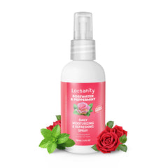 Locsanity rosewater peppermint daily spray bottle shows hydrating loc care