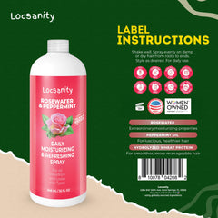 Locsanity Rosewater Peppermint spray cap demonstrating even distribution for healthy locs