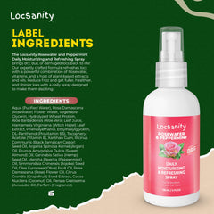 Locsanity rosewater peppermint ingredient panel highlights plant-based antioxidants for healthy locs