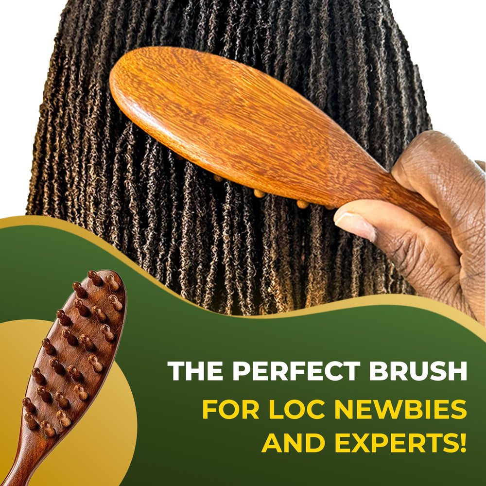 Locsanity Sandalwood Locs Brush for dreadlocks maintenance and detangling.