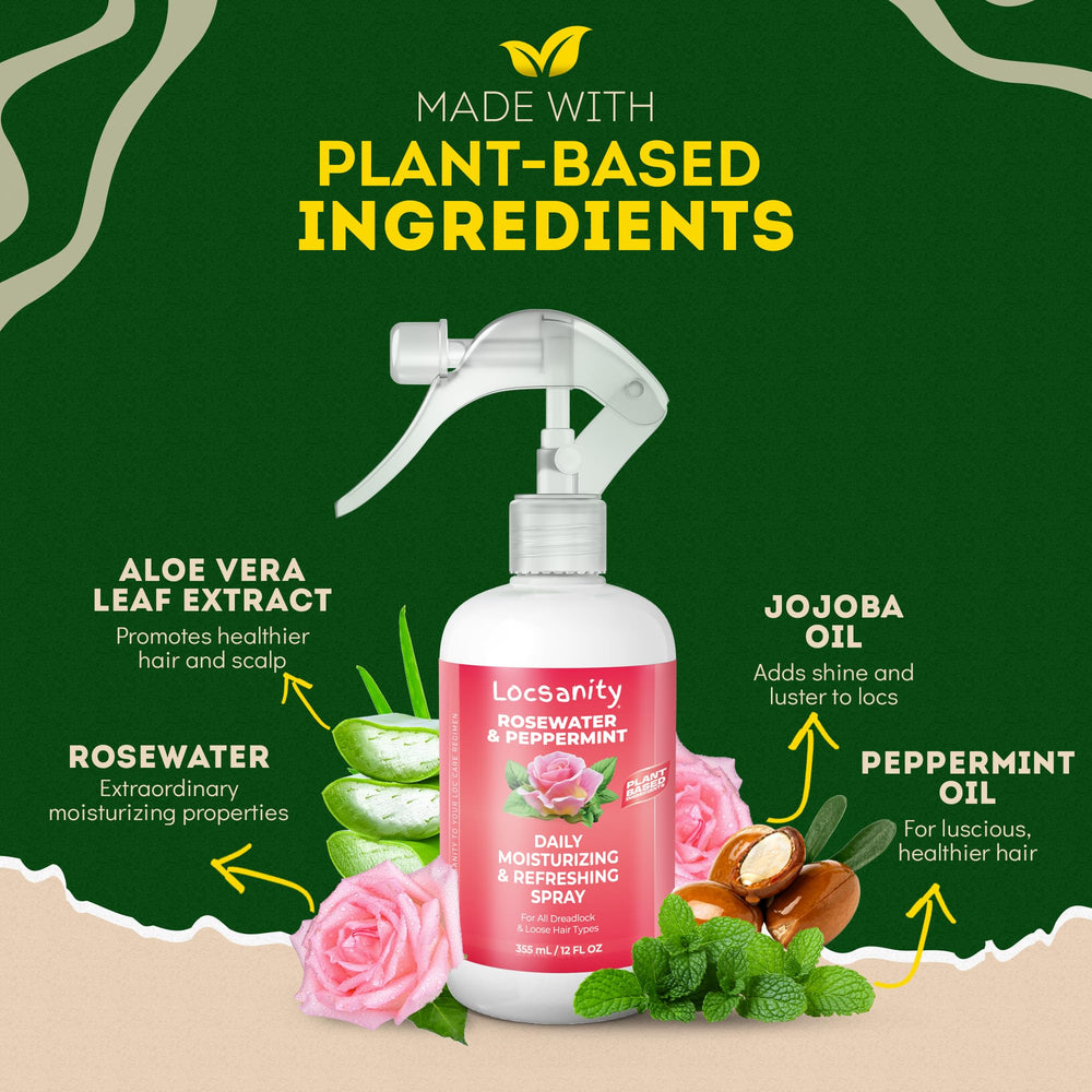 Locsanity 12oz bottle in travel-ready packaging for year-round loc maintenance.