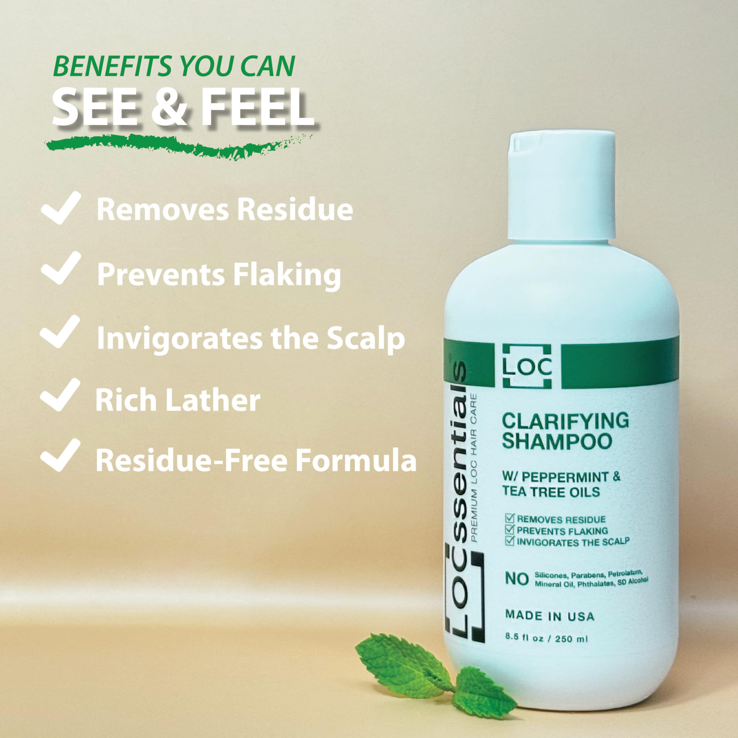 LOCssentials Clarifying Shampoo lather demonstrates cleansing for buildup-free loc styles.