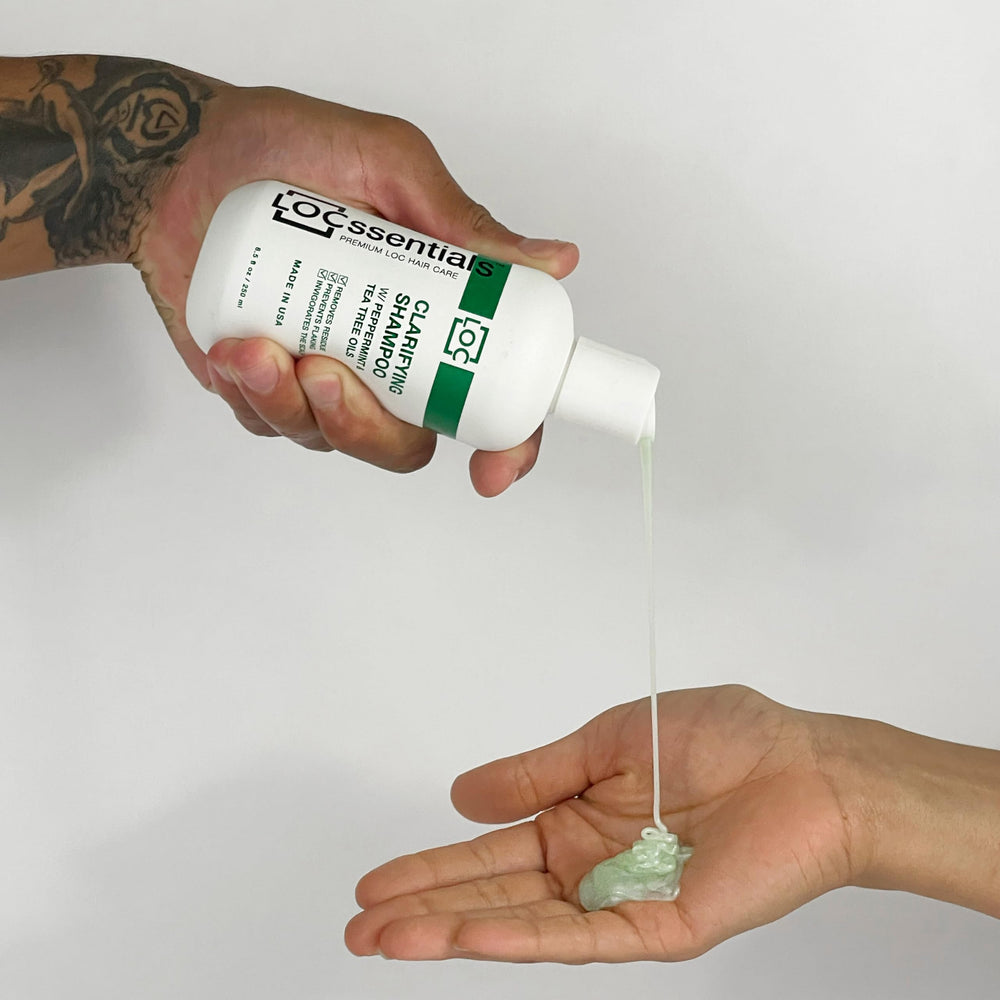 LOCssentials Clarifying Shampoo packaging emphasizes a premium, cruelty-free formula.