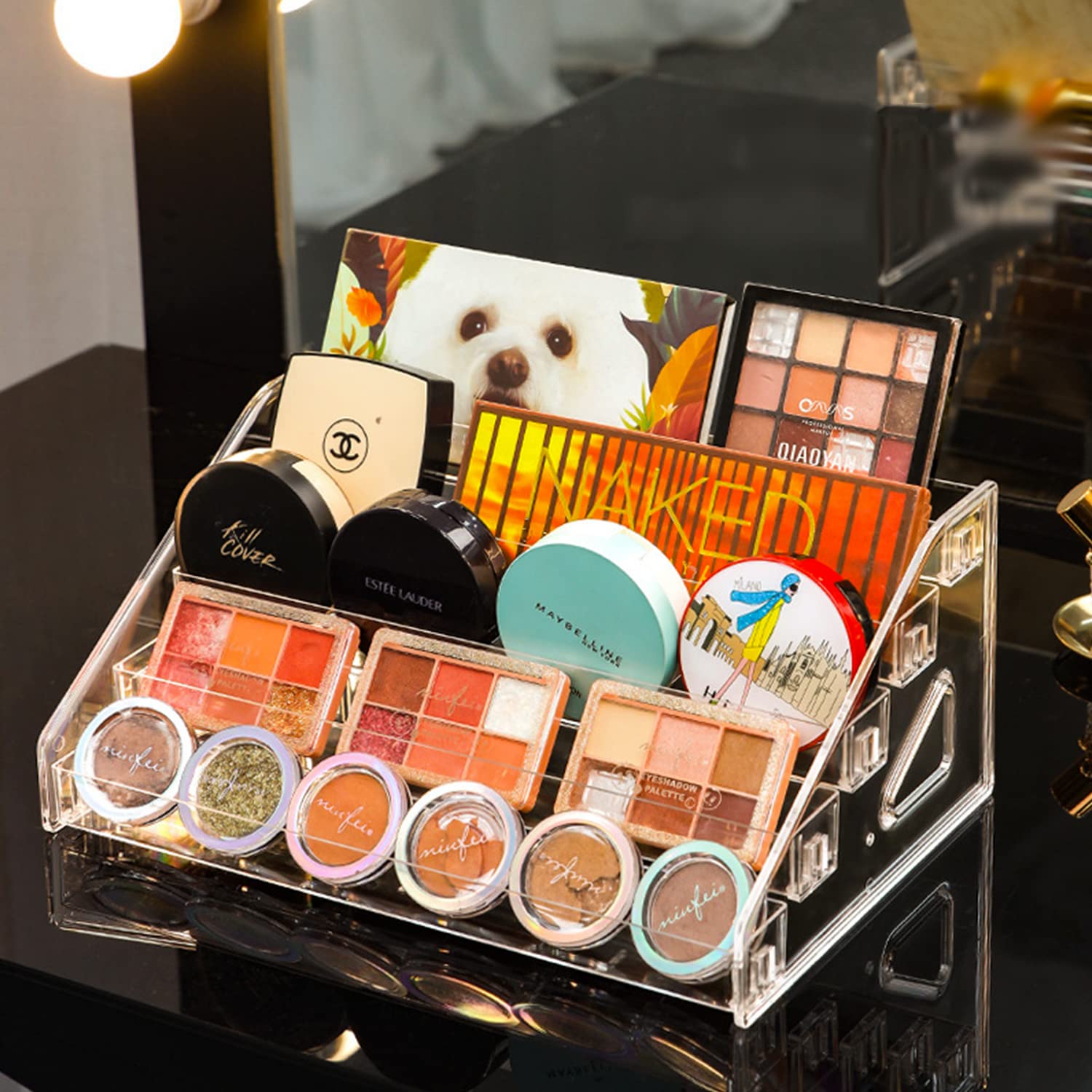 LoengMax 5-tier design shelves maximize compact vanity storage.