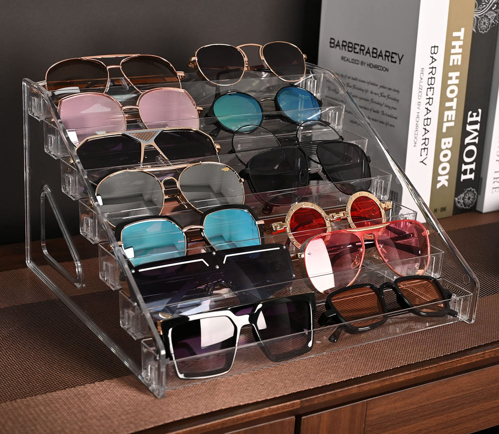 LoengMax tabletop eyewear storage stand keeps multiple pairs organized on any surface.