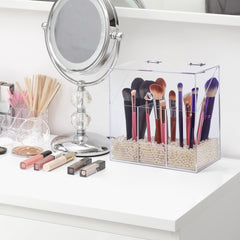 LOHRYVIO dust-proof brush organizer keeps brushes clean and organized.