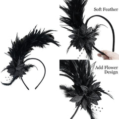 Loieryk Feathers Fascinator Headband adjustable wire for versatile shapes at parties.