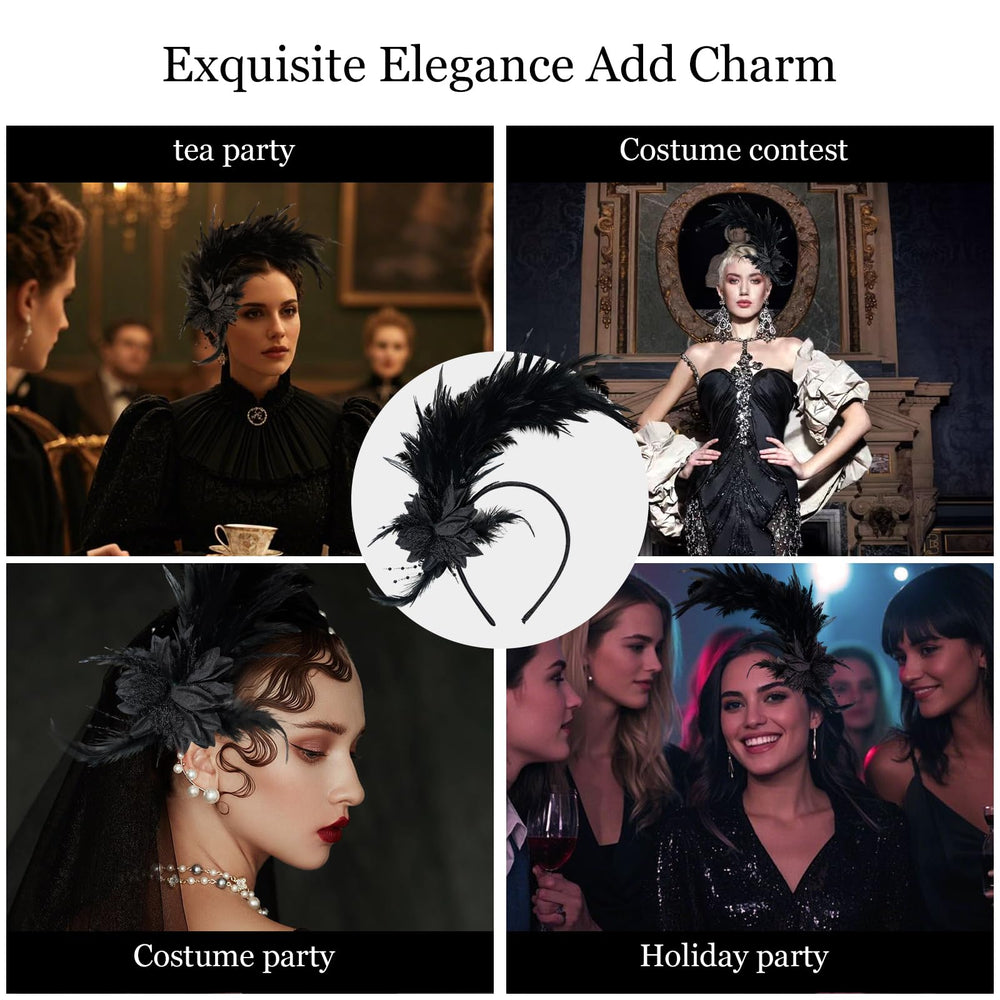 Loieryk Feathers Fascinator Headband available in ten colors to match outfits.