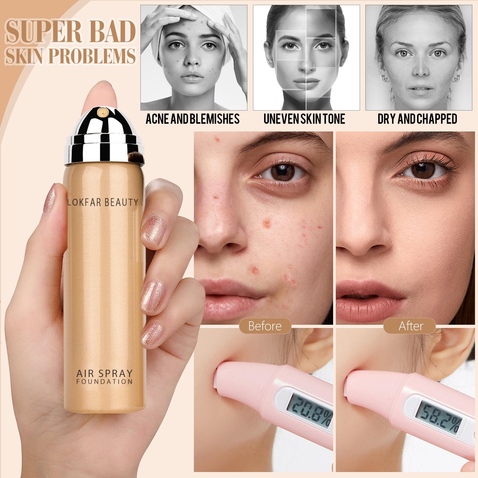 LOKFAR AirBrush adjustable spray delivers customizable coverage with a simple press