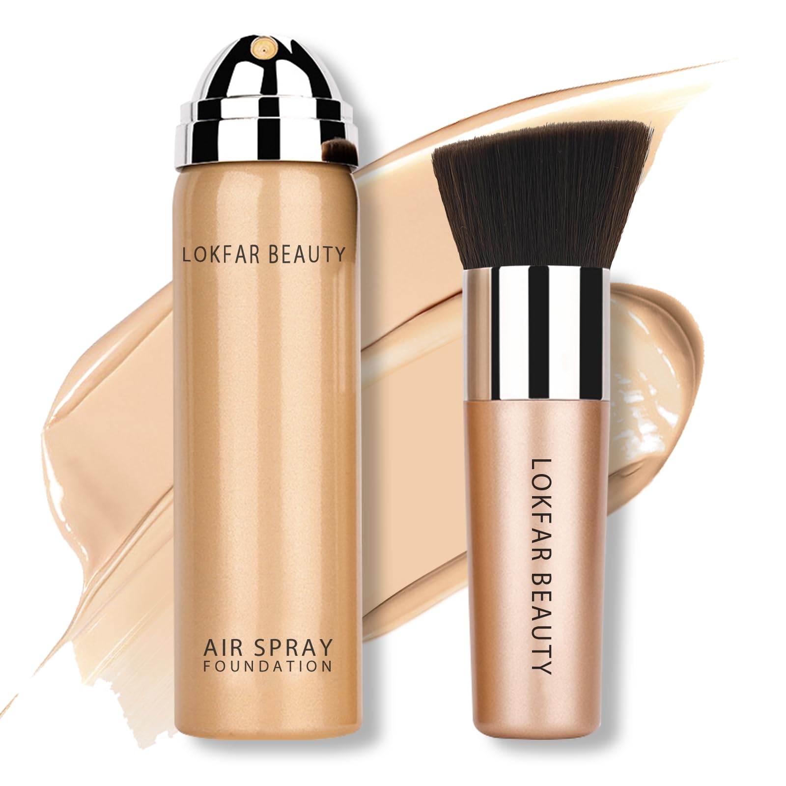 LOKFAR AirBrush spray bottle closeup shows a lightweight breathable base for natural skin
