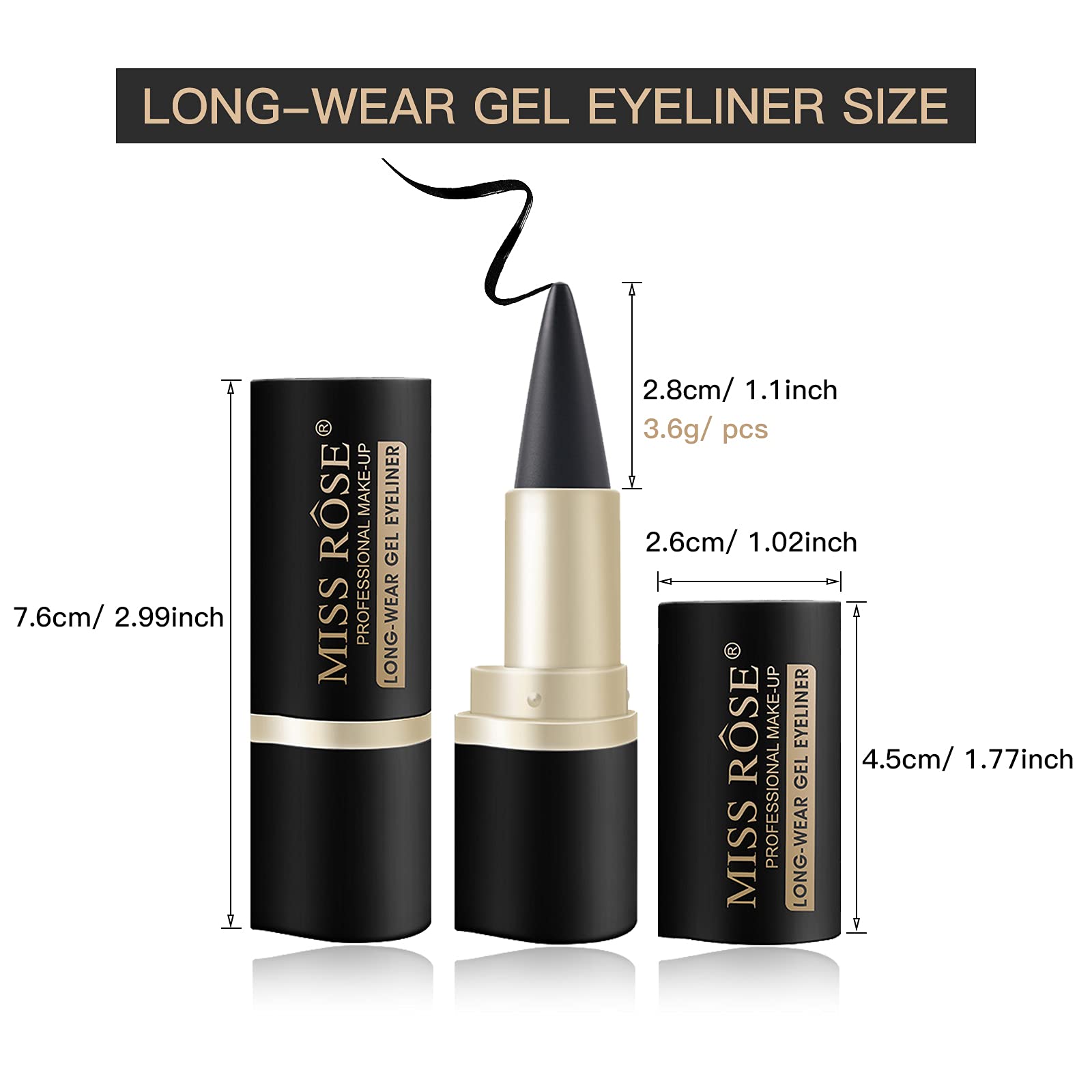 LOKFAR matte cool-black gel eyeliner demonstrates smooth color payoff.