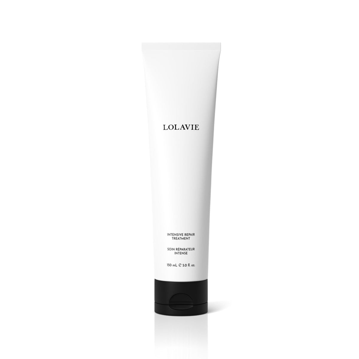 LolaVie Intensive Repair Treatment bottle highlights color-safe bonding repair for damaged hair.
