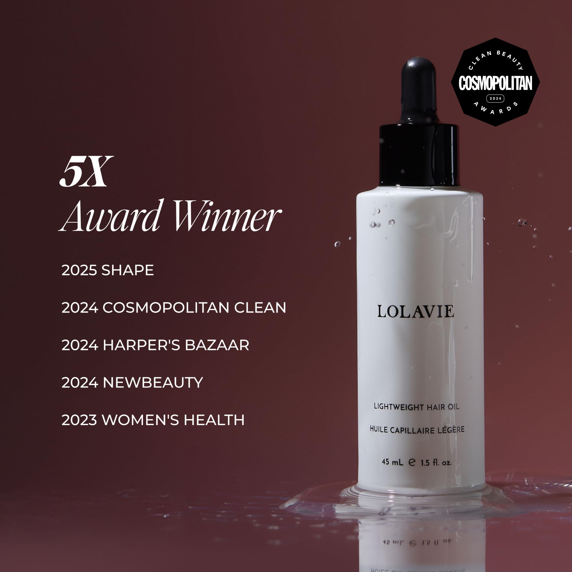 Lolavie oil ingredients close-up highlights vegan, cruelty-free, color-safe formula.