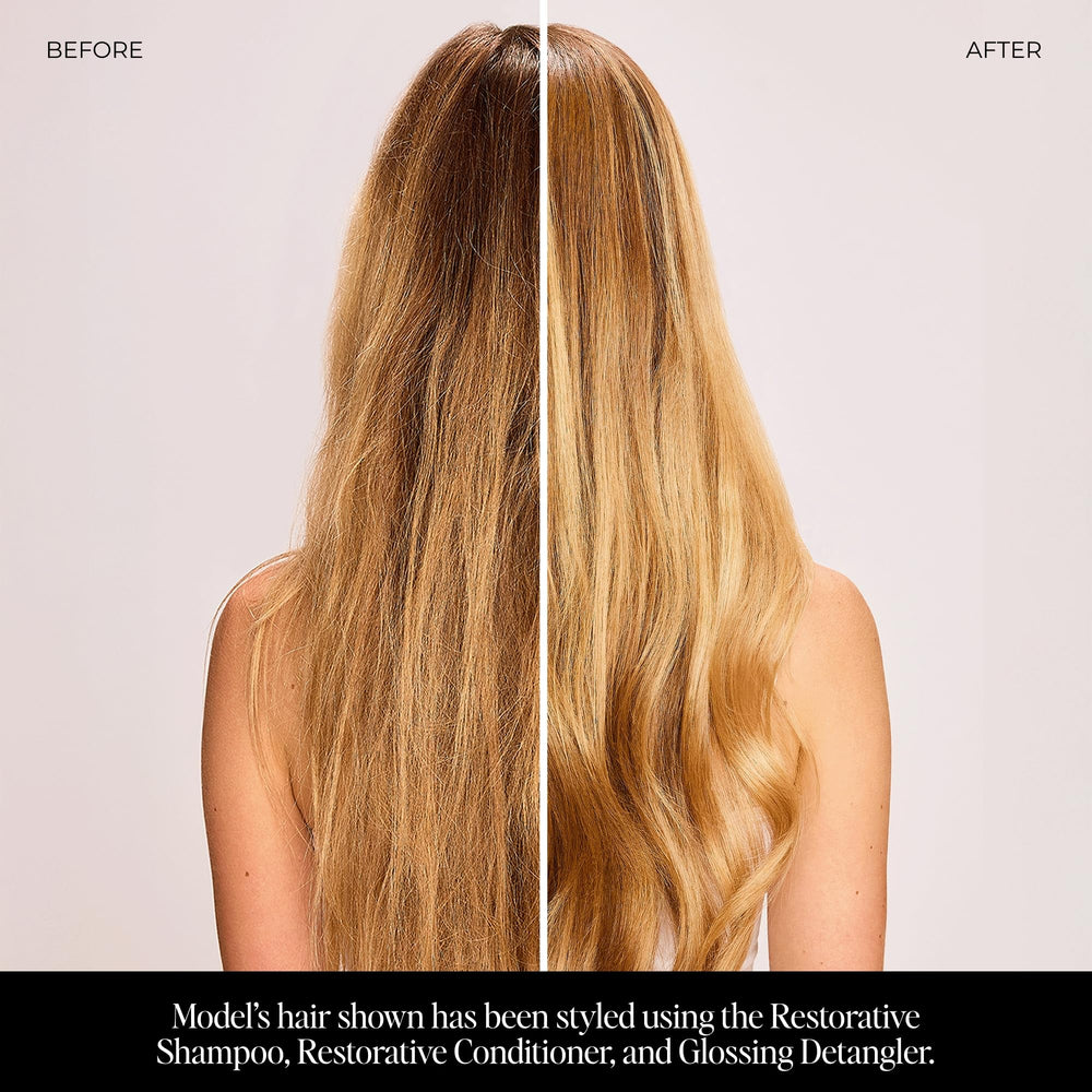 LolaVie Restorative Conditioner pump enables smooth, controlled application for detangled hair.