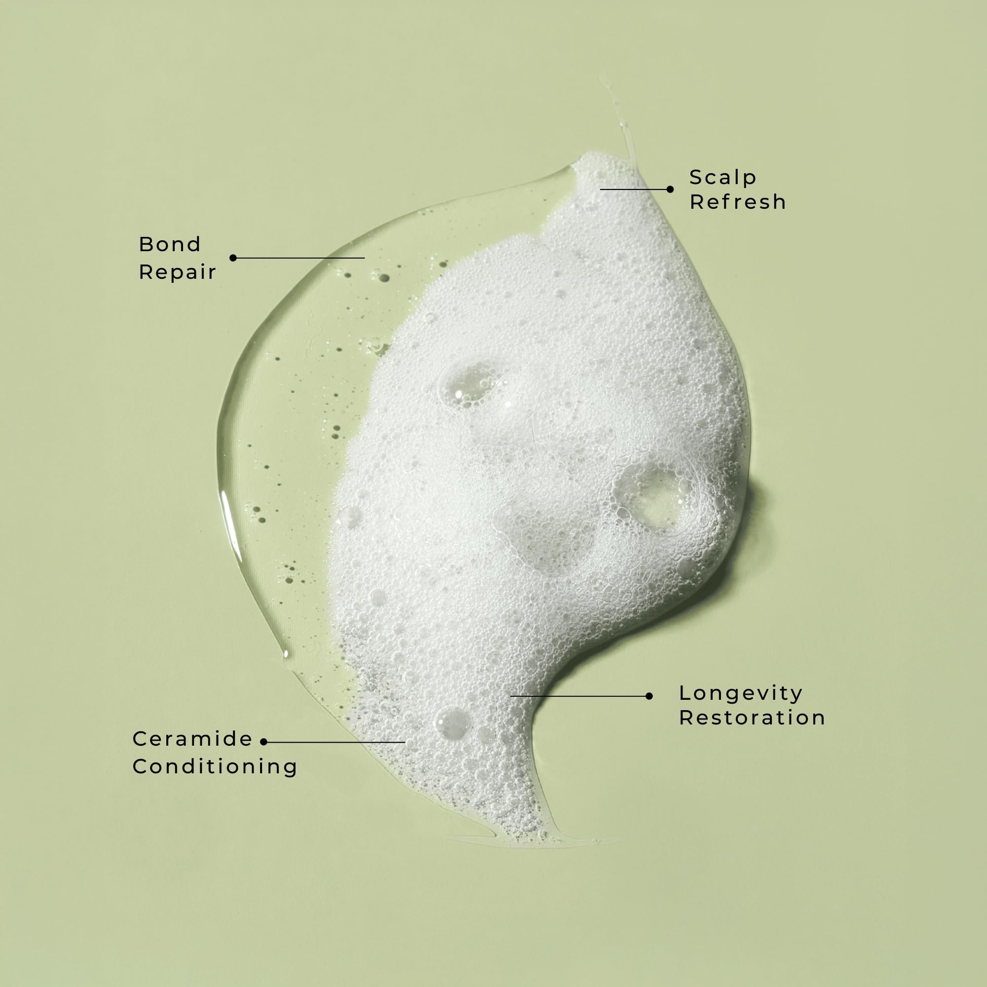 LolaVie Restorative Shampoo lather showcases luxurious foam without sulfates for gentle cleansing.