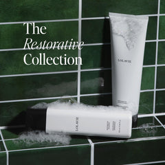 LolaVie Restorative Shampoo pump demonstrates easy, mess-free application for daily use.