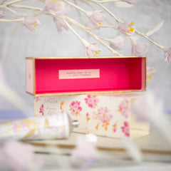 LOLLIA Breath sliding-drawer box reveals elegant packaging and peony-lily inspiration.