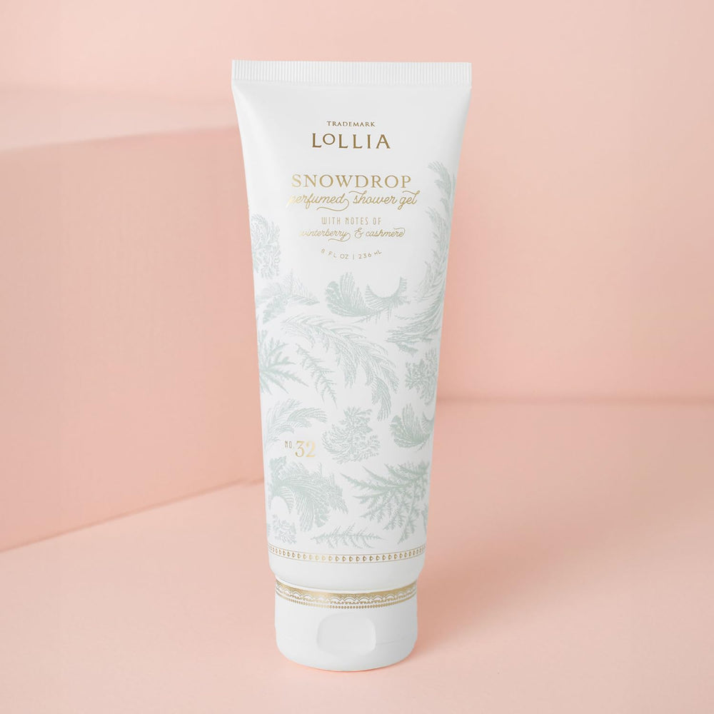LOLLIA Snowdrop Shower Gel winterberry and cashmere fragrance for uplifting showers