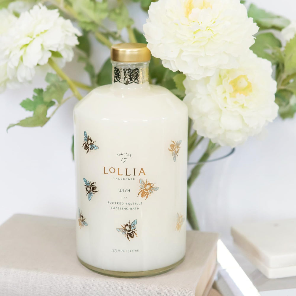 LOLLIA Wish Bubble Bath cozy bathroom scene evokes calming self-care ritual