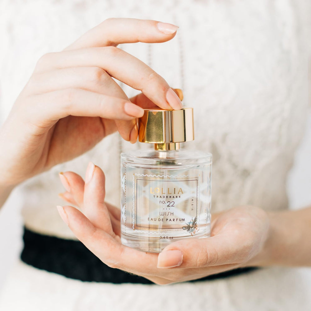 LOLLIA Wish ornate glass bottle showcases craftsmanship, enhancing day-to-day ritual luxury.