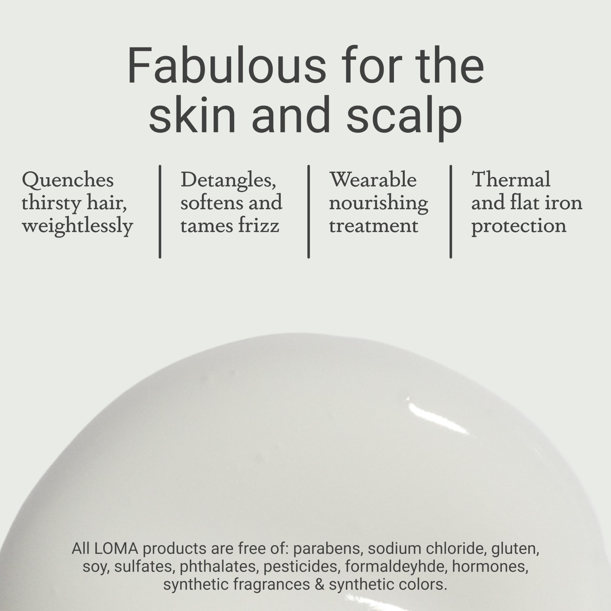 LOMA Calming Crème with apricot mango aromatherapy enhances styling comfort