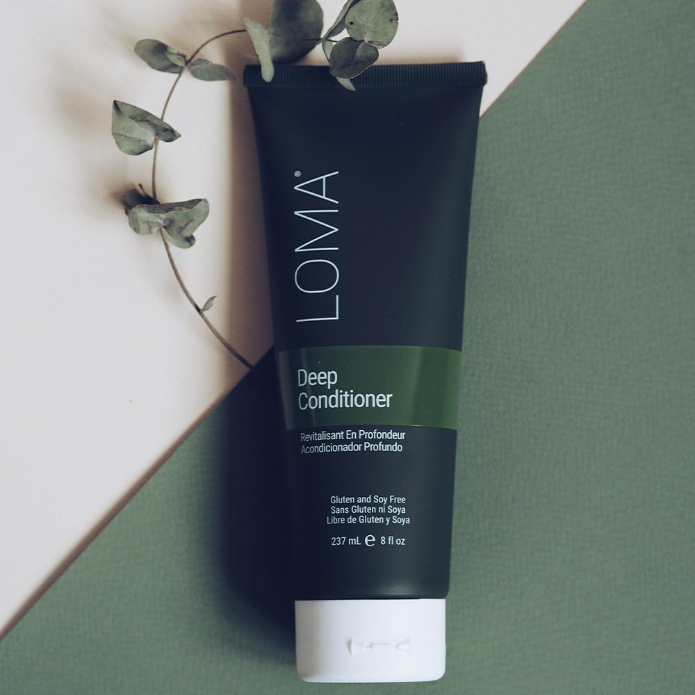 LOMA Deep Conditioner application on damp hair for deep conditioning.